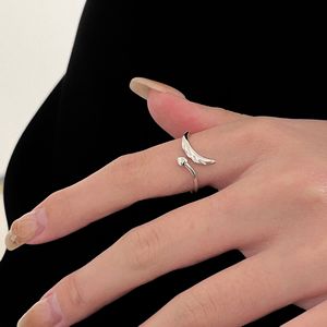 Yinruitai S925 Sterling Silver Feather <b>Open</b> <b>Ring</b> For Women Everyday Wear - Product Image 3