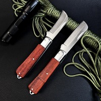 Couteau de greffage pliant à double lame de vente chaude couteau de coupe de plantes de jardin en acier de qualité bricolage avec manche en bois personnalisable OEM