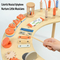 Table d'activités Montessori en bois en gros, planche d'activités, labyrinthe de perles, xylophone, jeu de correspondance des formes, puzzle à engrenages, jouet OEM ODM