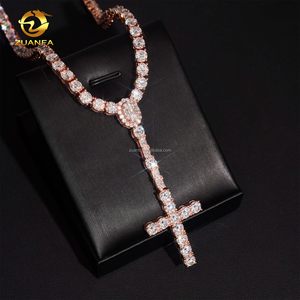 שרשרת תליון שרשרת שרשרת טניס מויסניט moissanite 925 כסף סטרלינג תכשיטי היפ הופ - Product Image 3