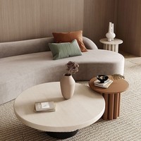 Table basse ronde en bois massif personnalisée créative de concepteur à la mode de Style nordique Wabi-sabi Table à thé de salon de luxe