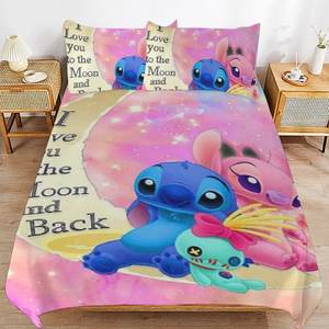 Personnalisé entièrement numérique 3D imprimé je t'aime drap de lit tissu housse de couette ensemble King Size concepteur dessin animé couple <span class=keywords><strong>série</strong></span> ensemble de literie - Product Image 1