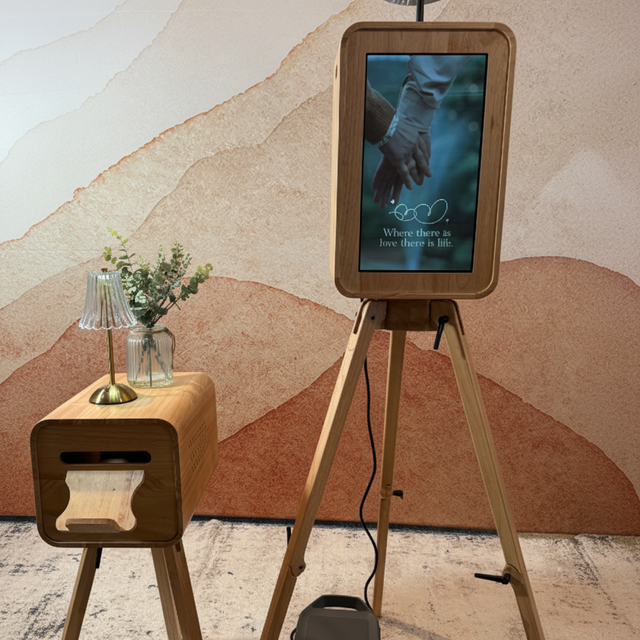 Double-Sided Photo Booth with Marshall  Wooden Vintage-Style Wedding Photo Booth (Factory Direct) with Printer Stand