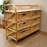 Oferta Especial: Estante de Almacenamiento de Ratán Natural con 6 Cajones, Estilo Boho, para Dormitorio y Sala de Estar, Precio al por Mayor
