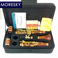 MORESKY Professional Woodwind Clarinet Made of Rosewood and Gold Plated 17 Keys Customizable MC681