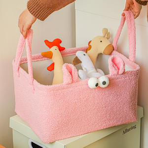 Panier de rangement pour enfants, rectangulaire, en tissu non tissé, organisateur de jouets, grande capacité avec poignées pour vêtements et collations - Product Image 1