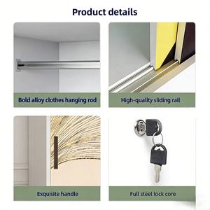 Armario Corredizo de Acero de 3 Puertas, Moderno, de Alta Calidad y Personalizable, <span class=keywords><strong>con</strong></span> Organizador de Ropa, Duradero y <span class=keywords><strong>con</strong></span> Cerradura para Almacenamiento en el Dormitorio - Product Image 2