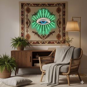 Enseigne néon LED Yeux Maléfiques, Lumière néon pour décoration murale, Yeux verts à intensité variable, Décoration de chambre Gothique, Sorcière, Bohème - Product Image 5