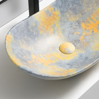 Oem céramique salle de bain évier bateau type lavabo maroc table top bassin marbre transfert d'eau lavabo