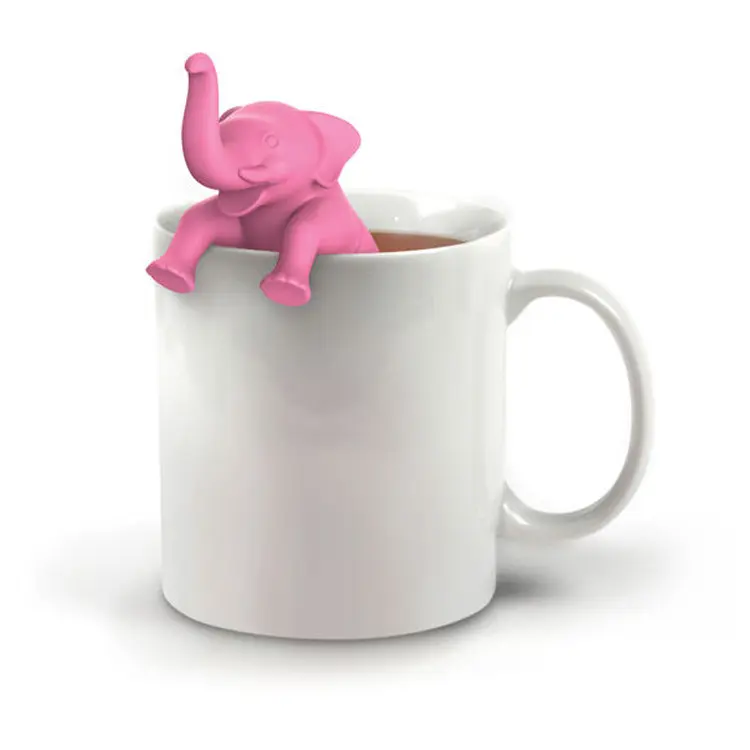 Pink elephant animal shape silicone tea egg strainer infuser ball with BPA free