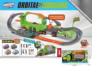 <span class=keywords><strong>Circuit</strong></span> de <span class=keywords><strong>course</strong></span> de dinosaures EPT Press & Launch, camion de rangement pliable avec 2 voitures coulissantes en métal moulé sous pression, <span class=keywords><strong>jouet</strong></span> de <span class=keywords><strong>course</strong></span> pour enfants - Product Image 3