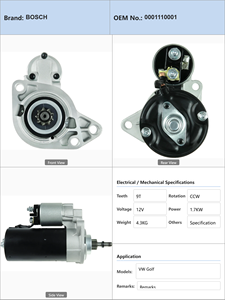 Démarreur de voiture VW <span class=keywords><strong>Golf</strong></span> II 1.6 Diesel JP 08.1983-10.1991 12V 1.7KW 0001110001 8EA726055001 STV0295CY - Product Image 4
