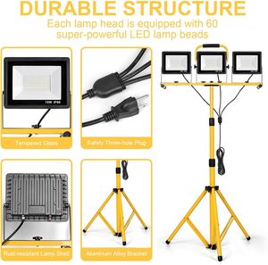 <b>LED</b> Work <b>Light</b> With Stand 210W 21000 Lumen 6000K Super Bright Three Head <b>Lights</b> Adjustable and Foldable Tripod <b>LED</b> Work <b>Light</b> Wi - Product Image 5