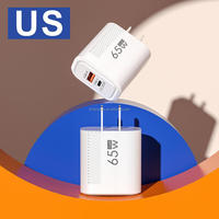 Cargador USB C GAN de 65W, Carga Rápida, Alta Velocidad, Adaptador de Cargador para Teléfono Móvil USB C para iPhone 17 16 15 14