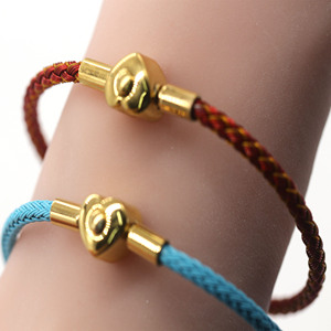 Bracciale fatto a mano con chiusura a cuore 18K in <span class=keywords><strong>filo</strong></span> di acciaio alla moda con stringa braccialetto di <span class=keywords><strong>amicizia</strong></span> fai da te - Product Image 2