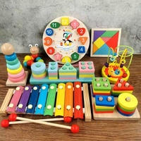Otros Juguetes Educativos Montessori de Matemáticas, Animales de Dibujos Animados, Cuentas de Madera Educativas, Rompecabezas de Geometría, Reloj Digital, Juguetes de Emparejamiento