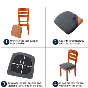 <span class=keywords><strong>Coprisedie</strong></span> da pranzo in jacquard elasticizzato, resistenti, rimovibili, lavabili in lavatrice, antipolvere, <span class=keywords><strong>set</strong></span> da <span class=keywords><strong>6</strong></span>, beige - Product Image 5