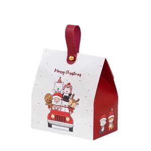 Christmas Gift Box with Handle Cartoon Santa Triangle Candy Paper Box Holiday <b>Sweet</b> <b>Packaging</b> Box Wholesale - Product Image 4