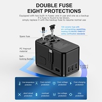 Adaptor perjalanan internasional, 100W Gan pengisian daya Cepat 3C1A Multi Port Universal dengan kabel USB C dapat diperpanjang