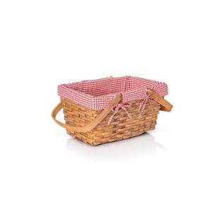 Picknickkorb aus Naturwattemühle mit Doppelgriffen und roter und weißer Gingham-Decke-Beleuchtung - Product Image 2
