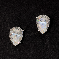Boucles d'oreilles personnalisées en argent 925 plaqué rhodium avec diamants Moissanite taille poire couleur D VVS certifiés GRA
