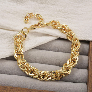jubilee <b>bracelet</b> en or 18 carats polished interlocking twisted <b>rope</b> flat unisex hand couple <b>bracelets</b> - Product Image 4