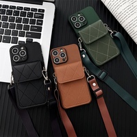 Étui de luxe pour téléphone avec porte-cartes et cordon réglable en bandoulière pour iPhone 17 16 Pro Max, coque anti-chute