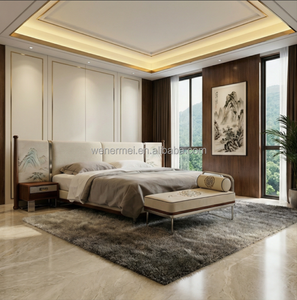 <span class=keywords><strong>Letto</strong></span> <span class=keywords><strong>matrimoniale</strong></span> moderno in stile cinese, extra large, con schienale ampio, rivestito in velluto, confortevole, con copertura morbida, <span class=keywords><strong>per</strong></span> villa - Product Image 1