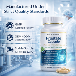 Capsules de soutien de la <span class=keywords><strong>prostate</strong></span> à base de Palmier nain et de Graine de citrouille, Complément alimentaire pour la santé masculine, Formule à base de plantes, Marque privée OEM ODM - Product Image 5