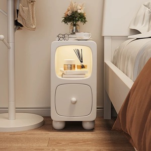 Multifunktionaler Nachttisch aus massivem Holz für kleine Wohnungen, Schlafzimmer, leichter Luxus, hochwertiger, einfacher Nachttisch, minimalistisch - Product Image 3