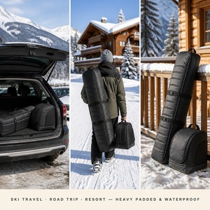 Sac de ski matelassé personnalisé avec logo, ensemble de sacs à bottes de 200 cm, fond en bâche imperméable, fabrication OEM ODM directe d'usine, bagages de voyage pour le ski - Product Image 4