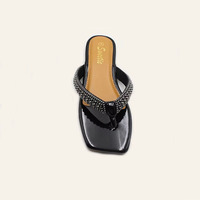 Sandales plates décontractées pour femmes, style mode, pour l'extérieur, avec cristaux, antidérapantes
