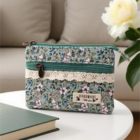 Dompet Kecil Motif Bunga Tempat Kartu ID Dompet Anak Perempuan Dompet Koin Motif Bunga Kantong Koin Kain Katun 4 Lapis Tempat Kartu ID