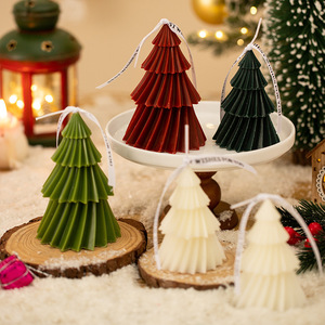 Nueva Navidad hecha a mano decoración del hogar Festival accesorios de tiro árbol en espiral cera de soja vela de aromaterapia - Product Image 3