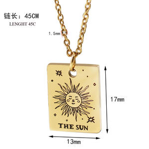 Popular regalo de moda joyería chapado en oro mujeres Acero inoxidable corazón sol Luna diseño estrella de la <span class=keywords><strong>muerte</strong></span> Tarot tarjeta colgante collar - Product Image 2