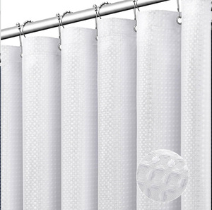 <span class=keywords><strong>Rideau</strong></span> <span class=keywords><strong>de</strong></span> <span class=keywords><strong>douche</strong></span> double couche transparent <span class=keywords><strong>de</strong></span> couleur unie gaufrée en polyester imperméable moderne avec grands anneaux et petits trous - Product Image 6