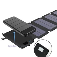Chargeur portable sans fil 2 en 1, chargeur solaire détachable, mini batterie externe avec câbles intégrés, Power Bank