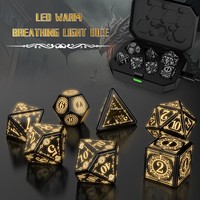 Ensemble de dés lumineux LED pour D&D, best-seller, sept dés polyédriques creux en ABS, pour jeux de table, boîte colorée, adolescents et adultes