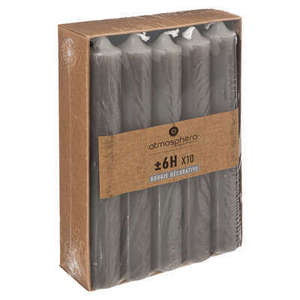 SET DI 10 CANDELE HUGO GRIGIO SCURO, ALTEZZA 16CM - Product Image 1