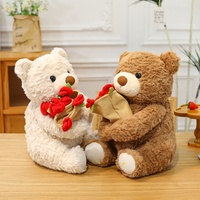 Boneka Beruang Teddy Bordir Mawar Super Lembut Grosir, Isi Kapas PP, untuk Hadiah Hari Valentine, Ulang Tahun, dan Hari Jadi