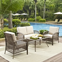 Mobilier d'extérieur imperméable Patio Bistro Set Modern Simple Love Seat Wicker Courtyard Lounge Sofa Rotin Garden Set