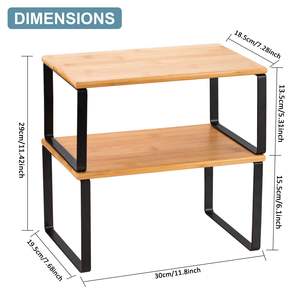 Venta al por mayor armario moderno estante organizador apilable Juego de 2 personalizar bambú cocina mostrador estante de especias - Product Image 2