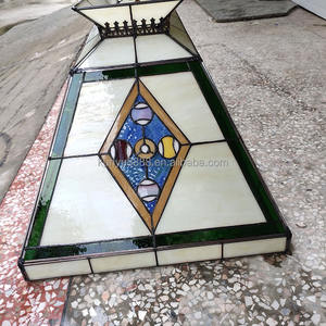 Lámpara Colgante LED Tiffany Hecha a Mano de 42 Pulgadas con 6 Luces para Mesa de Billar, 2700K, Luz Blanca Cálida Suave, Cristal Rectangular, para Interiores - Product Image 4