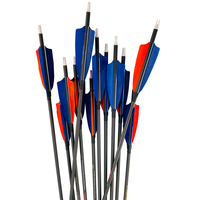 Flèches de chasse 30/32 pouces pour tir à l'arc, spine 300 400 500 600 700, en fibre de carbone pure avec pointes en acier, pour entraînement avec arc à poulies et arc classique