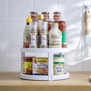 Yimijia Kitchen Condiment Rack Round Rotating Turntable Storage Box For Oil Salt Soy Sauce Vinegar Countertop Organizer - Product Image 3