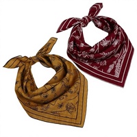 Vente en gros d'usine, foulards carrés en coton personnalisés pour l'été, 50*50cm, imprimés de motifs paisley et de fleurs de cajou, tendance