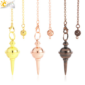 CSJA Pendule antique plaqué or et argent pour <span class=keywords><strong>radiesthésie</strong></span> Pendule en métal et cuivre Reiki Pendulo de guérison Ornement de maison T027 - Product Image 3