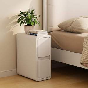 Mesita de Noche <span class=keywords><strong>Estrecha</strong></span> de Color Puro Simple con 2-3 <span class=keywords><strong>Cajones</strong></span>, Cómoda de Almacenamiento Moderna de Madera Maciza, Adecuada para Muebles de Dormitorio. - Product Image 6