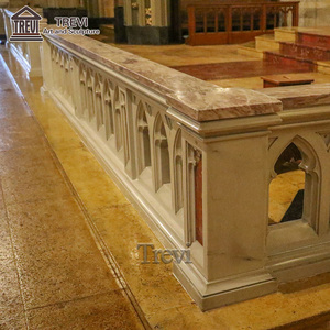 Dessins de garde-corps d'autel en marbre blanc en pierre naturelle décorés d'intérieur d'église - Product Image 5