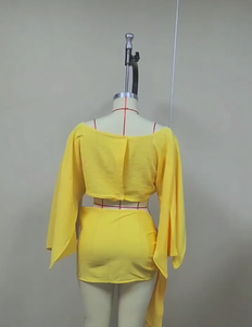 طقم نسائي من قطعتين متوفر بأربعة ألوان، قميص فضفاض وتنورة، ملابس شاطئ، مقاسات S-<span class=keywords><strong>M</strong></span> - Product Image 5